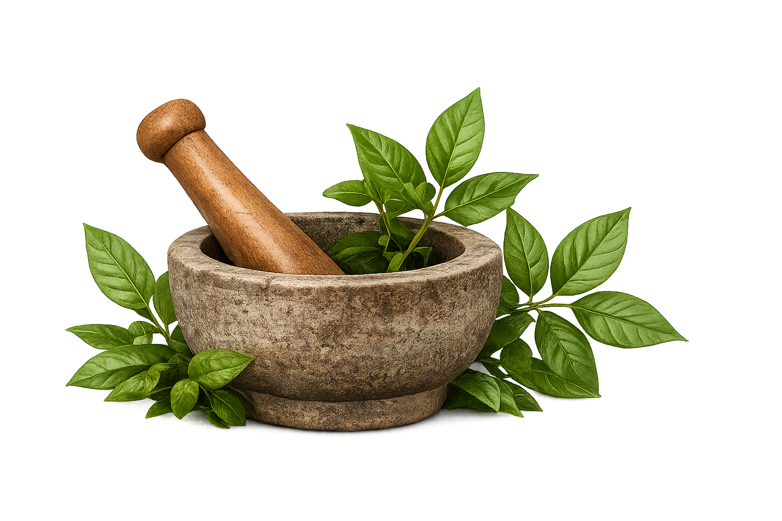 Mortar and Pestle with herbs